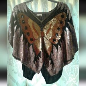 Vintage Showmax New York butterfly sequin top